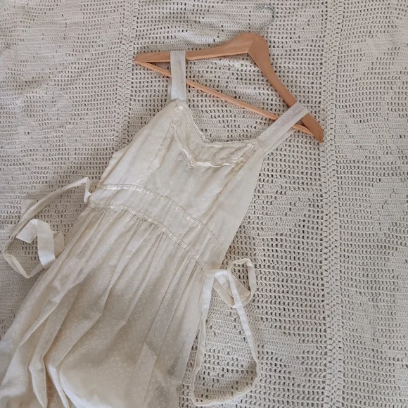 . Vintage Handmade Small Batch Cotton Lace Tie Back Prairie Maxi Slip Dress . - Picture 6 of 16